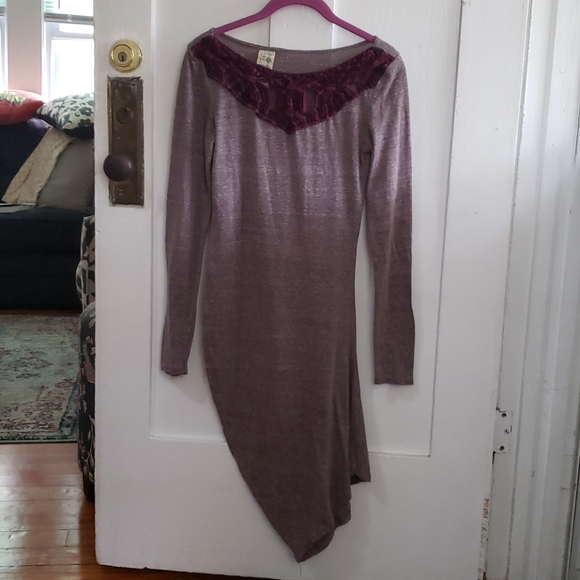 Free People Long Sleeved Asymmetrical Dress S - Picture 1 of 4